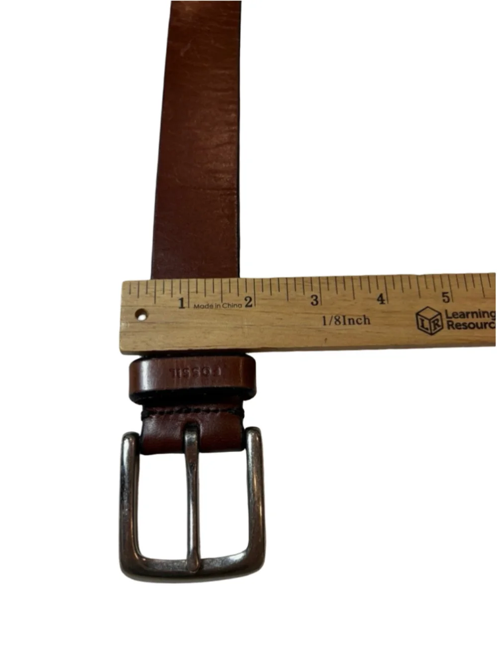 Fossil Men’s Brown Genuine Leather Belt Size 40 Rugged Casual Silver Buckle
